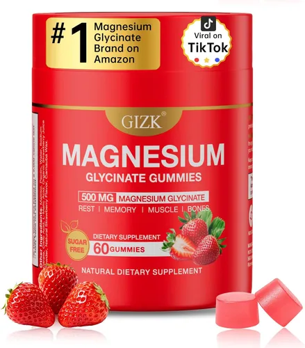 Vista 11 de Gomitas de glicinato de magnesio de 500 mg - Gomitas de magnesio sin azúcar para dormir, estrés, apoyo muscular y nervioso - para adultos y niños
