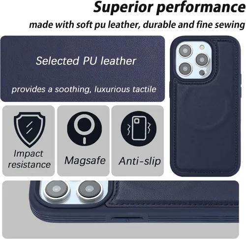Vista 5 de Havaya Magsafe - Funda para iPhone 11 Pro Max, compatible con 2 en 1, desmontable con tarjetero de piel sintética, ranuras para tarjetas de crédito