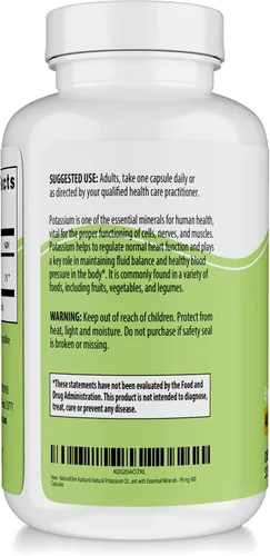 Vista 9 de NaturalSlim Gluconato de citrato de potasio natural 99 mg – Kadsorb apoya el equilibrio de electrolitos y el pH normal – Suplementos de potasio