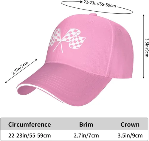 Vista 6 de Gorra de béisbol ajustable con diseño de bandera a cuadros, para hombre y mujer, color negro