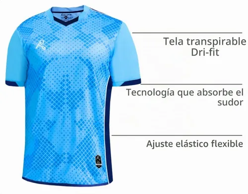 Vista 4 de Arcarius Camiseta Pro de Fútbol para Hombre – Uniforme de Partido o Portero con Absorción de Humedad Azul claro