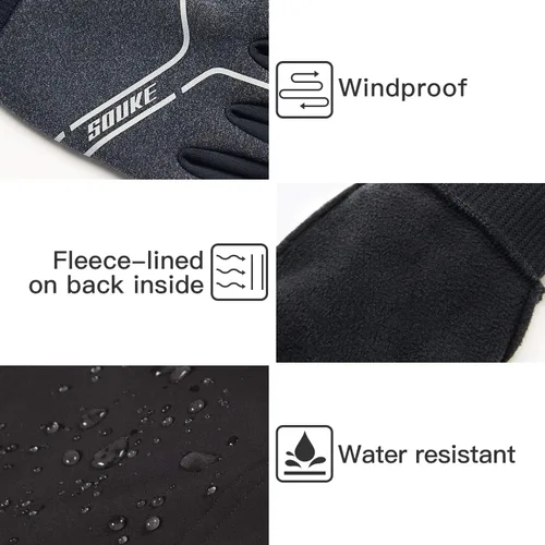 Vista 2 de Souke Sports Guantes de ciclismo de invierno para hombres y mujeres, guantes acolchados para pantalla táctil, resistentes al agua, resistentes al