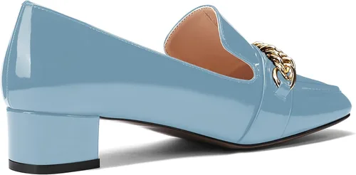 Vista 5 de MODENCOCO Zapatos de tacón bajo y grueso para mujer, con punta cuadrada, de 1.5 pulgadas