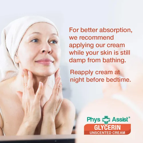 Vista 7 de PhysAssist Oncology Glicerina Crema Hidratante Sin Perfume para Piel Estresada Seca. Diseñado para aquellos con Intolerancias a la Fragancia Después