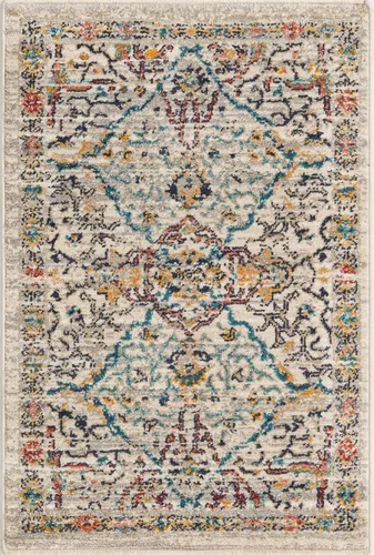 Vista 2 de Unique Loom Lola Collection - Alfombra de área Vivacious (2 pies 2 pulgadas x 3 pies 1 pulgada, rectangular, marfil/azul)