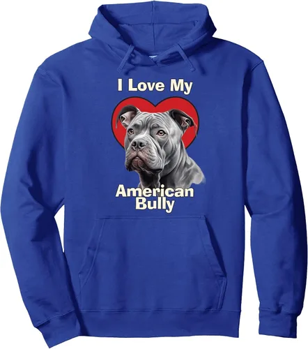 Vista 4 de I Love My American Bully Puppy Dog Pullover Hoodie Negro