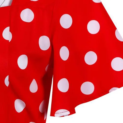 Vista 4 de Women Vintage 1950s Dress Polka Dot Ruched U Neck Puffy Short-Sleeved Dress A line Cocktail Party Dresses