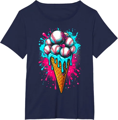 Vista 14 de Camiseta de béisbol de acuarela de helado de béisbol