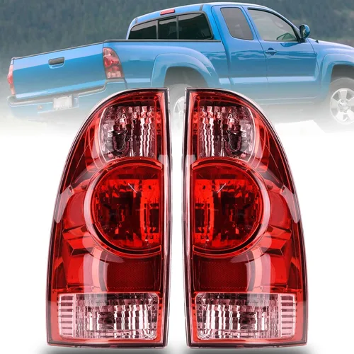 Vista 9 de Luces traseras compatibles con Tacoma 2005-2015 (estilo de carcasa negra) Lado del conductor y del pasajero, LED y halógeno, con bombilla y arnés