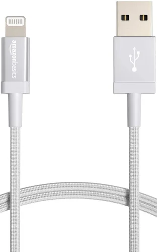 Vista 9 de Amazon Basics Cable de carga USB-A a Lightning, cable trenzado de nailon, cargador certificado MFi para Apple iPhone 14, 13, 12, 11 X Xs Pro, Pro