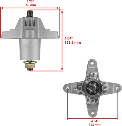 Vista 2 de Caltric Conjunto de 2 husillos compatible con MTD compatible con Cub Cadet compatible con Troy Bilt 918-0142 618-0142 918-0138 618-0138