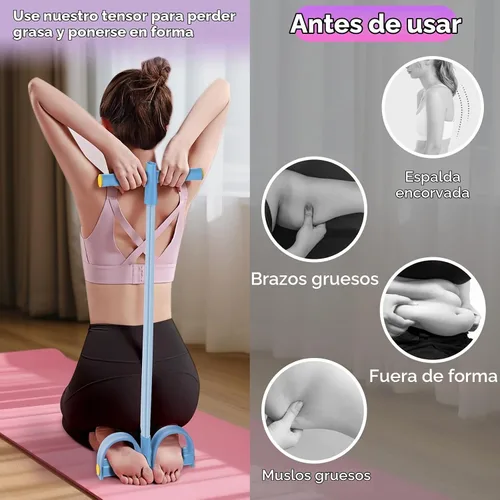 Vista 4 de Pedal Resistance Band with Handles, 6-Tubes Natural Rubber Exercise Band Full Blue