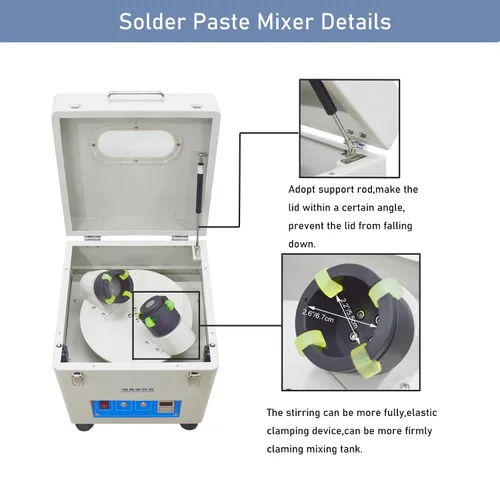 Vista 4 de INTSUPERMAI Mezclador automático de pasta de soldadura Máquina mezcladora de pasta de soldadura Máquina de agitación de rotación Dos latas