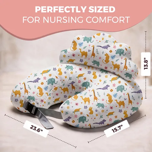 Vista 9 de Almohada de Lactancia PILLANI para Amamantar, Almohada de Pecho con Barrera de Seguridad para Mayor Comodidad, Registro de Bebé, Funda de Algodón