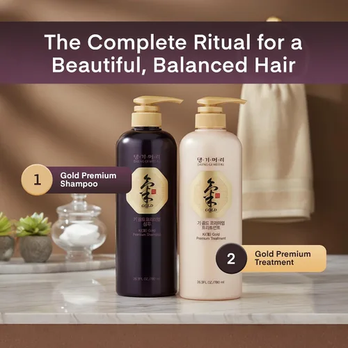 Vista 8 de Daeng Gi Meo Ri - Champú Ki Gold Premium+Set de Tratamiento, Humedad efectiva para secar y cabello áspero, sin color artificial, 26.4 fl oz cada uno