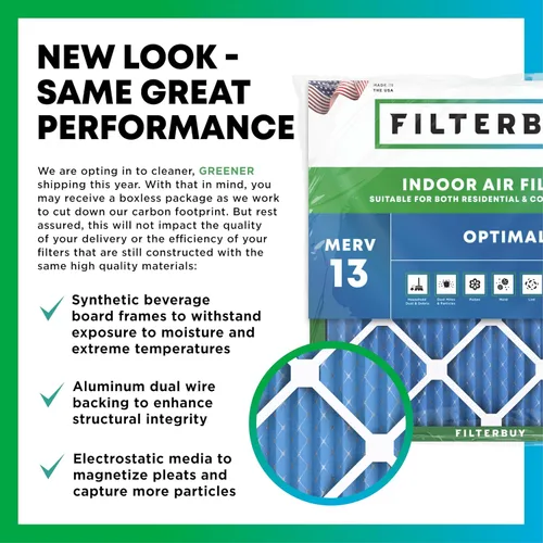 Vista 3 de Filterbuy Filtro de aire de 8 x 14 x 1 pulgadas MERV 13 de defensa óptima (paquete de 5), filtros de aire de repuesto plisados HVAC para calderas