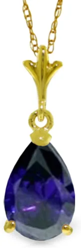 Vista 3 de Galaxy Gold GG Collar de oro macizo de 14 quilates con colgante de zafiro azul en forma de pera natural