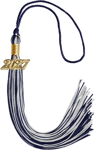 Vista 270 de Endea Graduation - Borla de doble color mixto con fecha dorada (negro/dorado antiguo, 2021)