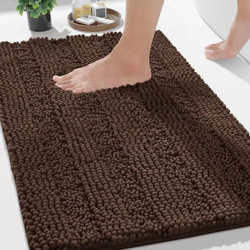 Vista 39 de Yimobra Tapetes de baño lavables, de chenilla súper suave y absorbente, para suelo y alfombra, de secado rápido, antideslizante, para bañera y Beige