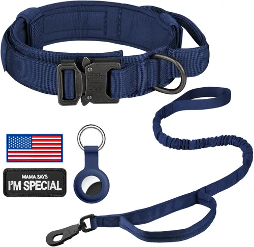 Vista 9 de DAGANXI - Collar táctico para perro, collar ajustable de nailon para adiestramiento con asa de control y hebilla, para perros medianos y grandes