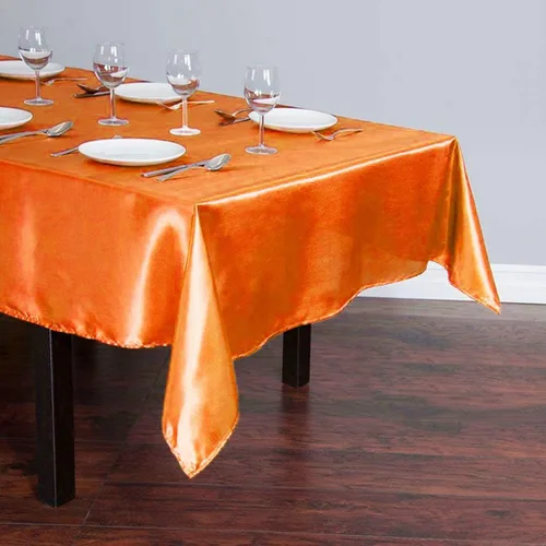 Vista 2 de Balsa Circle Mantel rectangular lavable de satén de color liso para fiesta de Halloween, 6 piezas de 60 x 102 pulgadas, color naranja, suministros