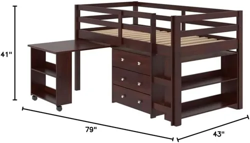 Vista 4 de Donco Kids 760-cp cama baja con estudio, capuchino oscuro