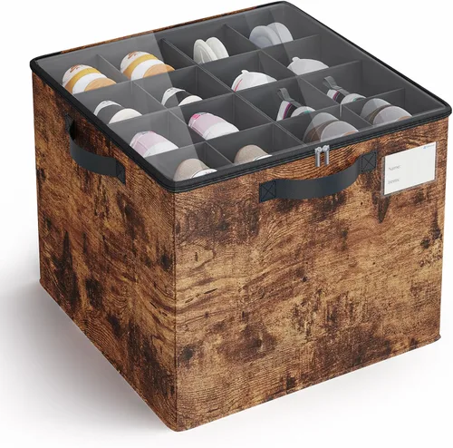 Vista 17 de Varhomax Shoe Organizer Box for Closet, Fabric Shoe Storage Bin with Adjustable Dividers & Clear Cover, Holds up 16-32 Pairs of Sneakers & Sandals