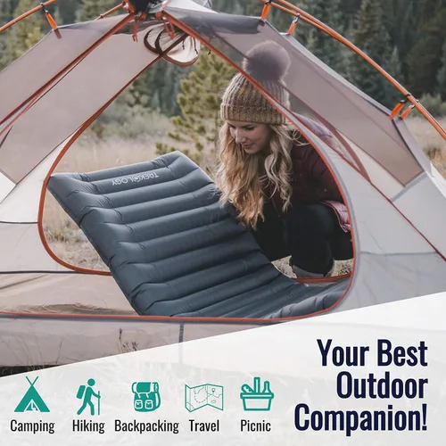 Vista 7 de TREKOLOGY Colchoneta de dormir ultraligera para mochileros, colchoneta Gris