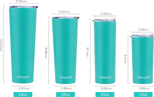 Vista 3 de Ezprogear 34oz-P1 - Vaso delgado de acero inoxidable con tapa y popote (34 onzas, negro/oro rosa)
