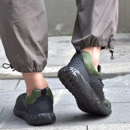 Vista 48 de SUADEX Zapatos deportivos con punta de acero para hombres y mujeres, indestructibles, ligeros, cómodos, antideslizantes, puntera compuesta