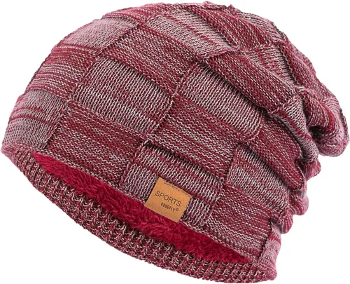 Vista 10 de Vgogfly Slouchy Beanie for Men Winter Hats for Guys Cool Beanies Mens Lined Knit Warm Thick Skully Stocking Binie Hat Negro