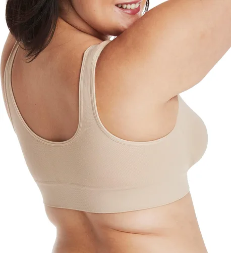 Vista 4 de Brasier inalámbrico Hanes para mujer, cómodo, de cobertura completa, con cierre de tiras, Brasier sin costuras estilo camiseta