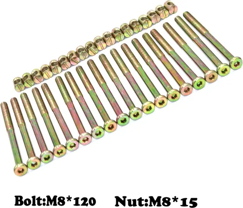 Vista 3 de FGen 18 Uds. Accesorios de cama para niños, tornillos hexagonales, cabeza de martillo, conector de tornillo tuerca de martillo M8-4.331 in