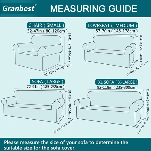 Vista 6 de Granbest - Funda de sofá impermeable de alta calidad Granbest de alta elasticidad para sofá de tela súper suave (gris, pequeña)
