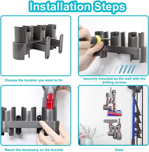 Vista 4 de Soporte de almacenamiento Absoluto Aspiradora Piezas Accesorios Cepillo Herramienta Boquilla Base Compatible con Dyson V7 V8 V10 V11