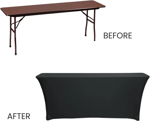 Vista 5 de YOUR CHAIR COVERS - Mantel elástico rectangular estándar de elastano de 6 pies x 18 pulgadas, color negro