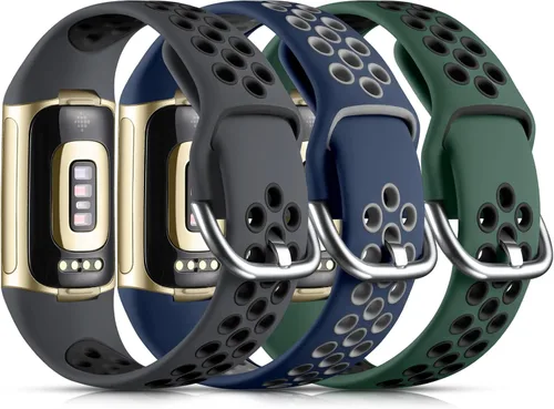 Vista 9 de Maledan Compatible con Correas Fitbit Charge 5/Correas Fitbit Charge 6 para Hombres Mujeres, Correa Deportiva de Silicona para Muñeca para Negro