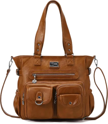 Vista 11 de KL928 Bolsos grandes para mujer, bolso de hombro, bolso de mano, elegantes bolsos Hobo de cuero vegano para señoras, A-Negro-4 01-gris carbón