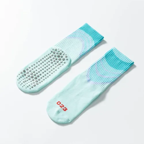 Vista 6 de Yoga Pilates Socks with Grips for Women Non Slip Solid Graffiti Cushioned Crew Socks for Barre Ballet Dance