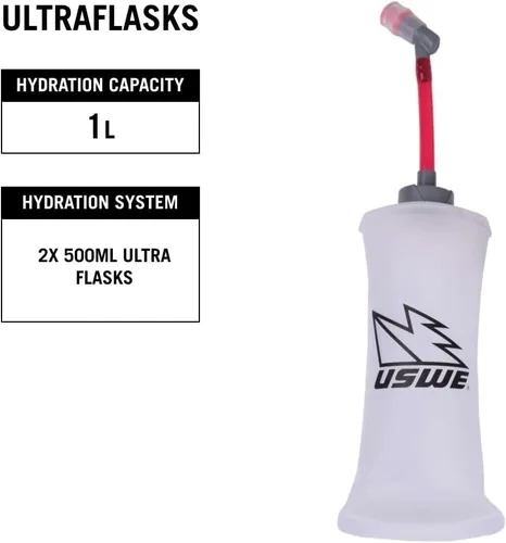 Vista 7 de USWE Pace - Mochila de hidratación para correr con 2 x 16.9 fl oz UltraFlask, mochila para hombre y mujer
