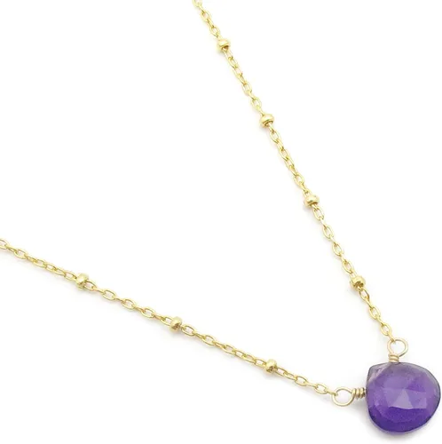 Vista 9 de Collar con colgante de piedra natal con piedra preciosa genuina, relleno de oro de 14 quilates, 18 pulgadas