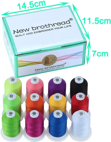 Vista 2 de New brothread - 18 opciones - Hilos de algodón 100% mercerizado multiusos 50S/3 600M (660Y) cada carrete para acolchado, serger, costura y bordado