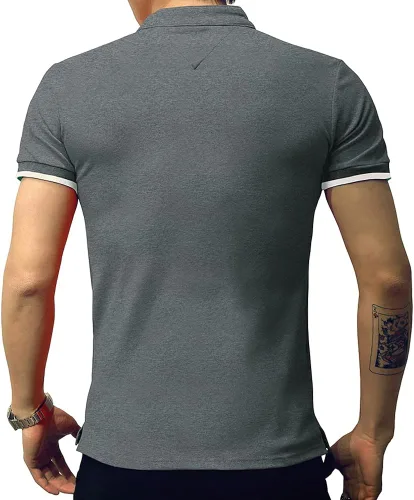 Vista 3 de LOGEEYAR - Polo de piqué para hombre, manga corta, ajustado, de algodón
