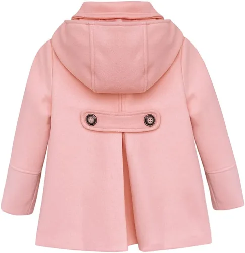Vista 13 de rrhss Abrigo formal con botones para niñas pequeñas, chaqueta de lana con capucha para otoño e invierno