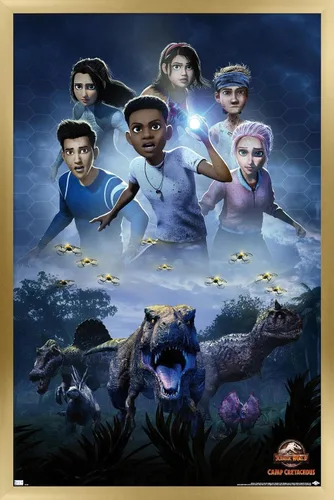 Vista 14 de Trends International Jurassic World: Camp Cretaceous - Póster de pared de una hoja, 14.72 x 22.37 pulgadas, versión enmarcada de madera de granero