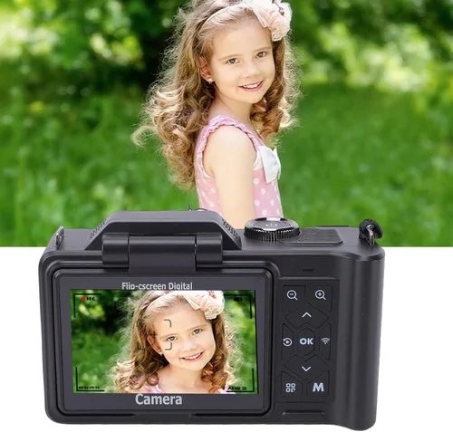 Vista 7 de EBTOOLS Cámara digital 4K, 64Mp, pantalla abatible de 3 pulgadas, rotación de 180, zoom digital 18X, enfoque automático, grabación de video, gran
