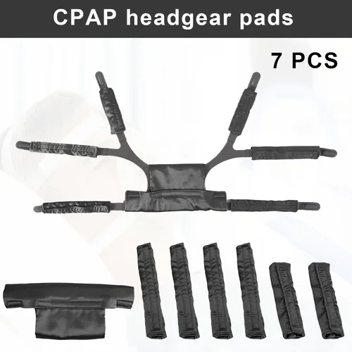 Vista 2 de 7 fundas de correa CPAP de satén, cómodas cubiertas de correa de máscara CPAP (negro)