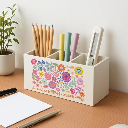 Vista 4 de Soporte floral bohemio para bolígrafo de salud mental para escritorio, educación especial, imprescindible en el aula, para autismo, TDAH