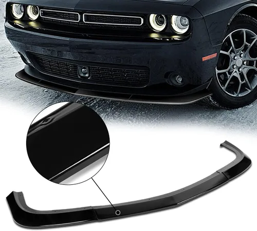 Vista 5 de DNA MOTORING Divisor de labios de parachoques delantero de cuña plana compatible con Challenger SXT 2015-2022, negro brillante, 2-PU-560-PBK