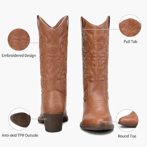 Vista 3 de Vepose Botas vaqueras 9801 hasta la rodilla para mujer